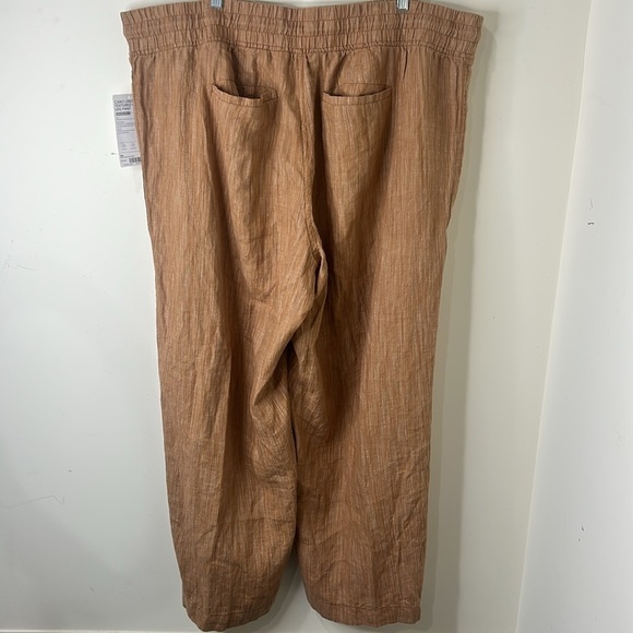 NWT Athleta Cabo Linen Textured Wide Leg Pant, Rain Dance Light Brown SIZE 24 - Picture 4 of 13
